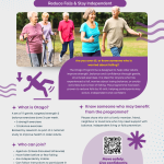 A poster for the Otago programme, with text details. There is a photo of a group of older people on a walk - some are using walking poles, and the two at the front look like they're walking quicky.