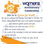 Orange the World poster, with stripes of orange.